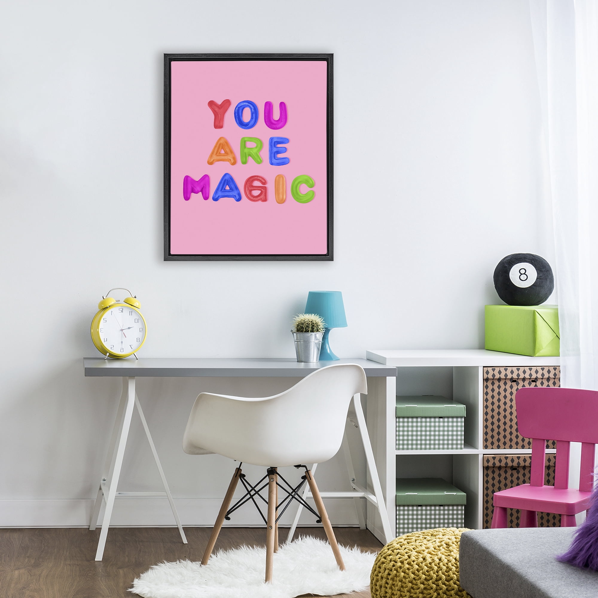 Stupell Industries You are Magic Gummies over Pink Black Framed Floater Canvas Wall Art, design by LISH Creative