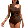 thumbnail image 1 of MDUKONU Women's Push Up One Piece Removable Padding Swimsuit Coffee M, 1 of 2