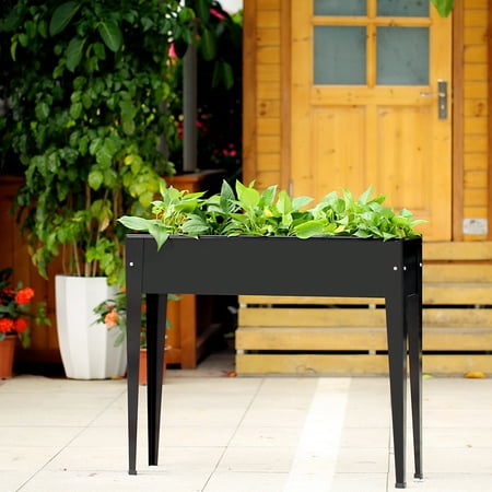 Ikayaa Metal Patio Elevated Garden Planter Box Flower Raised
