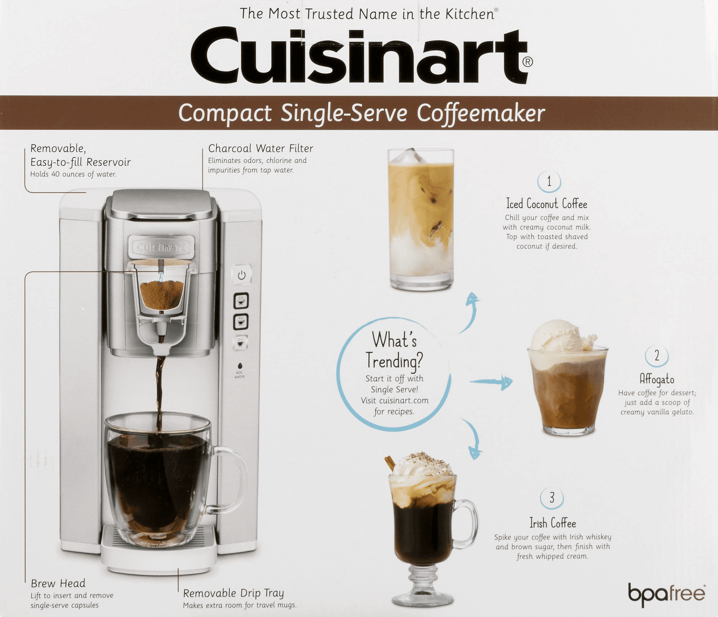  Cuisinart SS-5P1 Compact Single Serve Coffee Brewer Bundle with  12-Count Colombian Roast Single Serve Coffee (2 Items): Home & Kitchen