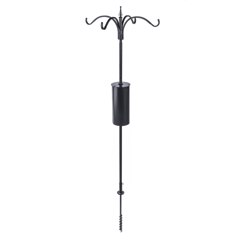 Birds Choice 4 Arm Pole Package, Heavy Duty 1" Diameter Bird Feeder Pole Set with Squirrel Baffle, Black