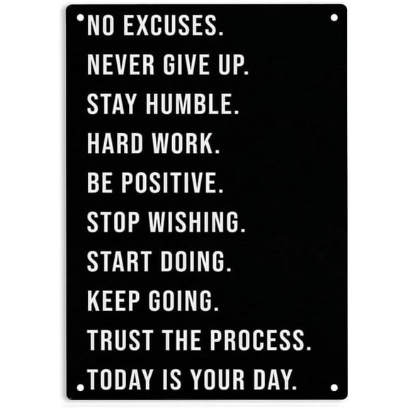 TRAHOO-20*30CM-Ermuhey Motivational Banner Home Gym Weightlifting Exercise Sign Metal Tin Sign, Motivational Banner Poster For Home Office Restaurant Cafe Bar Pub Man Den Wall Decor Plaque Sign
