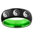 thumbnail image 2 of Multiple Yin Yang 8MM Dome Black And Green Tungsten Carbide Ring, 2 of 2