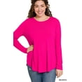 thumbnail image 2 of TheLovely Women & Plus Relaxed Fit Long Sleeve Round Neck & Hem Jersey Tee Shirt Top, 2 of 4
