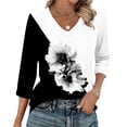 thumbnail image 2 of MaFYtyTPR 3/4 Sleeve T-shirts for Women Fashion Printing V-neck Comfy Pullover Loose Bloues for Women Z-White XXL, 2 of 5