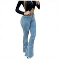 thumbnail image 2 of YUNAFFT Womens Jeans Classic Relaxed Fit Women Solid Color Solid Flared High Jeans Flares Fashion Pants Trouser, 2 of 3