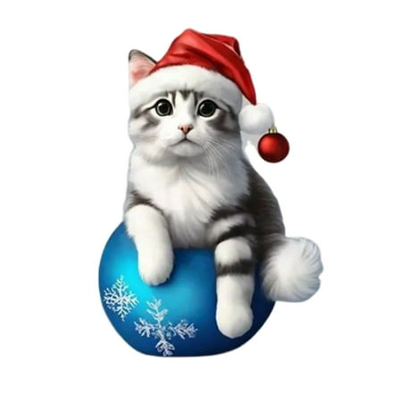 

Jungdeepe Water Garden Stained Glass Tray with Speaker Eye Ornament Old Car Ornament Streamer Chandelier Christmas Hanging Flat Acrylic Material Cute Cartoon Cat Shape Christmas Tree Hanging