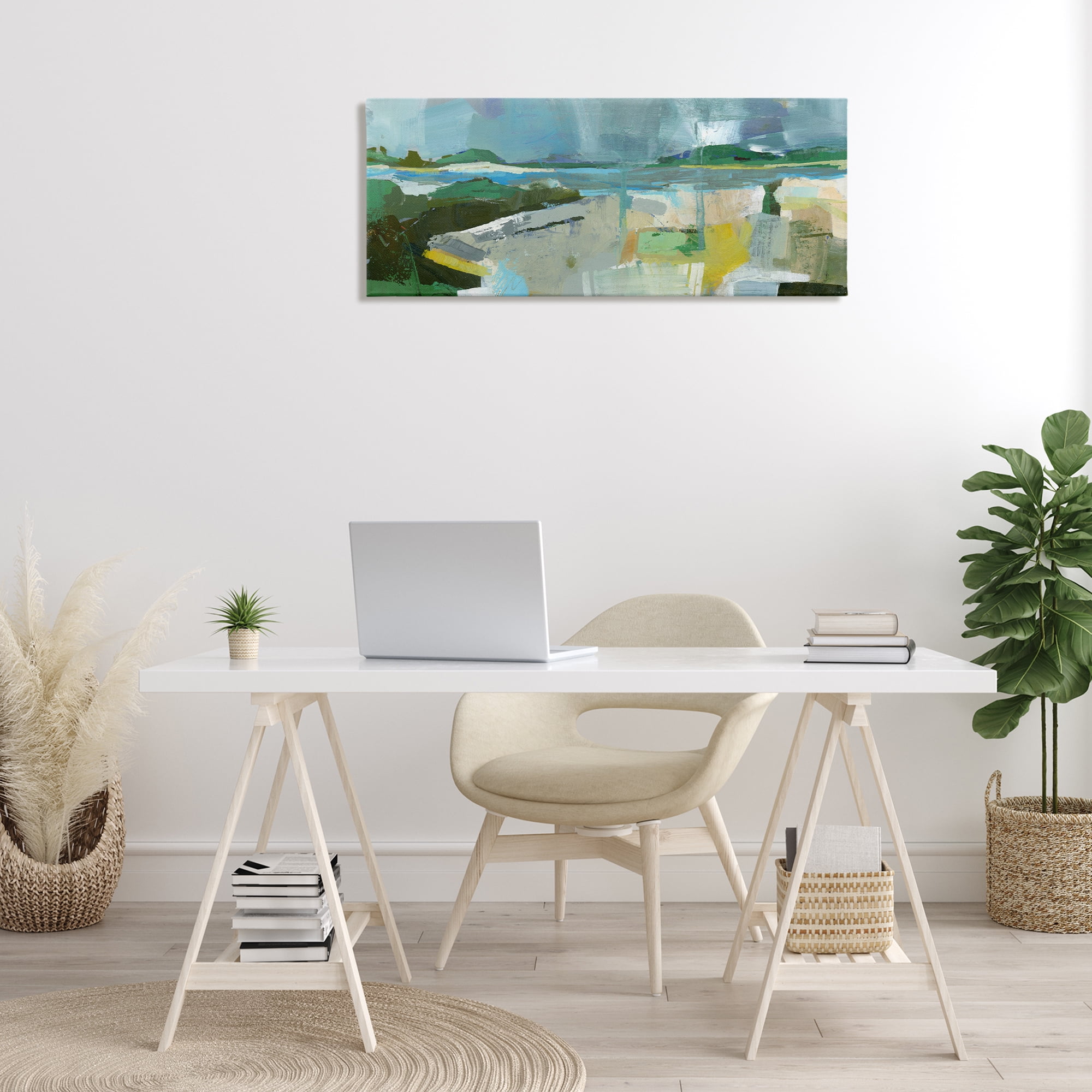Stupell Industries Sea View Impression Abstract Painting Wrapped Canvas Art Print Wall Art, 40 x 17
