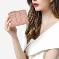 thumbnail image 4 of Cartera pequeña para mujer, cartera para tarjetas de crédito con ventana de identificación y bolsillo con cremallera, cartera plegable de piel sintética para regalar, viajes (rosa), 4 of 5