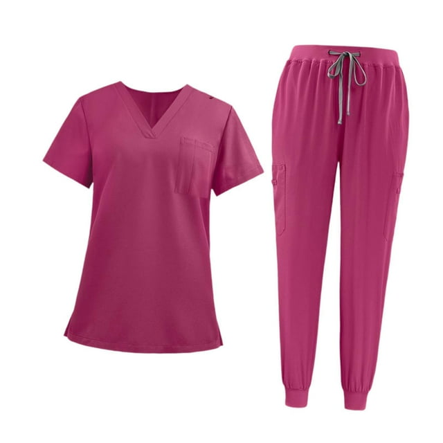 Conjunto de uniforme exfoliante para mujer, uniformes de enfermería de tela de trabajo para SPA, tienda de mascotas, cosmetología Rosa