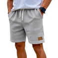 thumbnail image 7 of Nestiefly Mens Waffle Shorts Summer Casual Textured Knit Drawstring Elastic Waist Comfy Short with Pockets Beach Vacation Gray L, 7 of 7