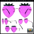 thumbnail image 3 of Womens Funky Strawberry Heart Shape Rimless Lolita Metal Frame Sunglasses Gold - Purple, 3 of 8