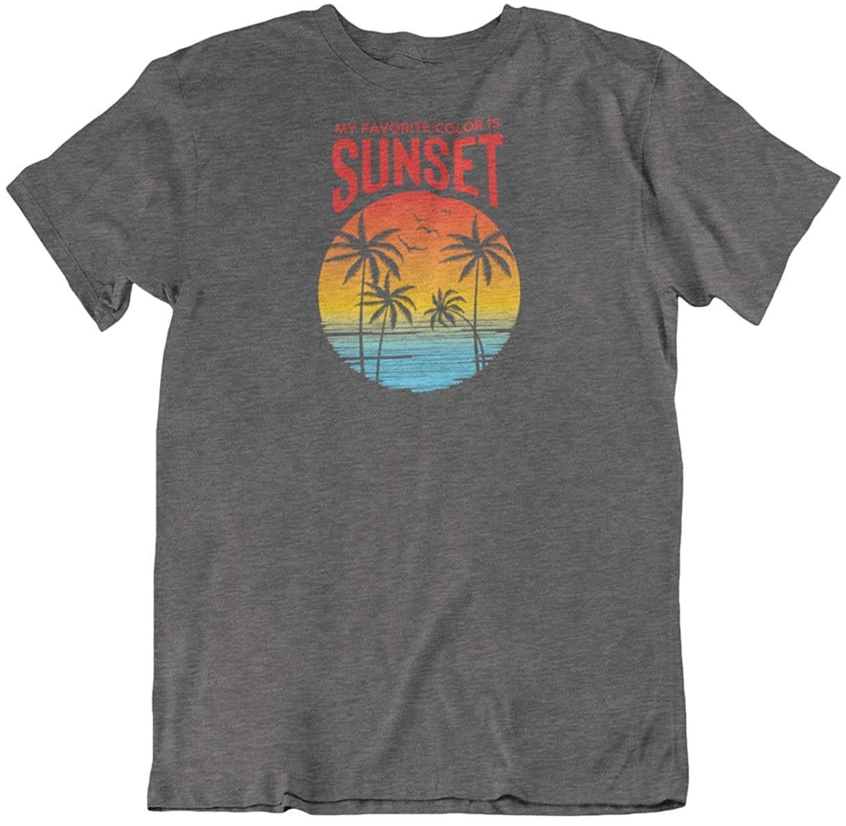 【COVERNAT】 Sunset Graphic T-Shirt ‐Charcoal My Favorite Color is Sunset. T-Shirt Gift for Beach Lovers