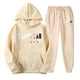 thumbnail image 1 of Sueño Chándal deportivo con capucha para mujer, ropa unisex de dos piezas para correr, jersey de manga larga, sudadera con capucha + conjunto de pantalones de chándal Caqui L, 1 of 2