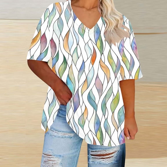 Pohista Womens Plus Size Tops V Neck Womens T Shirts Plus Size Blouses for Women Dressy Casual Crop Womens Plus Size Tops Short Sleeve my items saved for later
