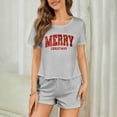 thumbnail image 7 of REORIAFEE Loungewear Sets for Women 3 Piece Christmas 3 Piece Pajama Short Sleeve Top and Shorts Santa Graphic Soft Sleepwear Gray XS-2XL, 7 of 7