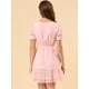 thumbnail image 5 of Vestido De Gasa Dobladillo Con Volantes Manga Corta Abullonada Para Mujeres Rosa XS, 5 of 6