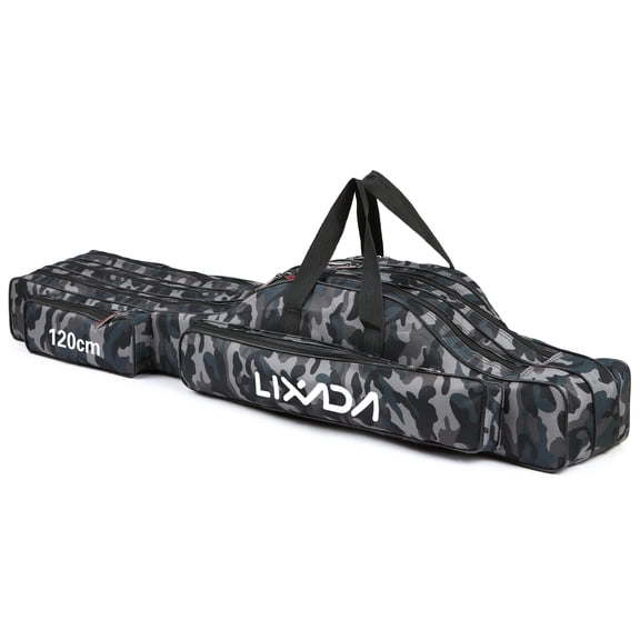 AREALER 3 Layers Fishing Pole Bag Portable Folding Rod Carry Case Fishing Reel Tackle Storage Bag Case