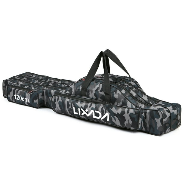 Lixada 3 Layers Fishing Pole Bag Portable Folding Rod Carry Case Fishing  Reel Tackle Storage Bag Case 