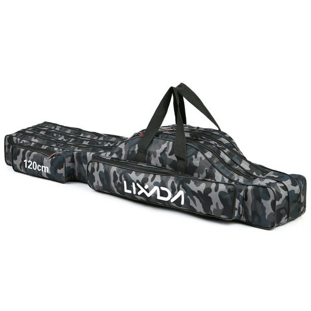 Paquete de postes 3 capas bolsa de caña de pescar caja de transporte de caña plegable portátil caja de almacenamiento de aparejos de carrete de pesca Lixada Paquete de postes