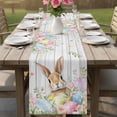 thumbnail image 4 of Easter Table Runner 72 Inches, Rustic Spring Bunny Eggs Botanical Grey Wooden Bed Runner Dresser Scarves Tabletop for Indoor Outdoor Parties/Ceremony/Banquet, 13" x 72", 4 of 8