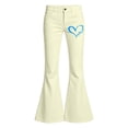 thumbnail image 4 of TGPMGRZ Girls Flare Leggings Full Length Bell Bottoms Legging Lightweight Joggers (Heart, Girl, 15-16 Years, Beige), 4 of 5