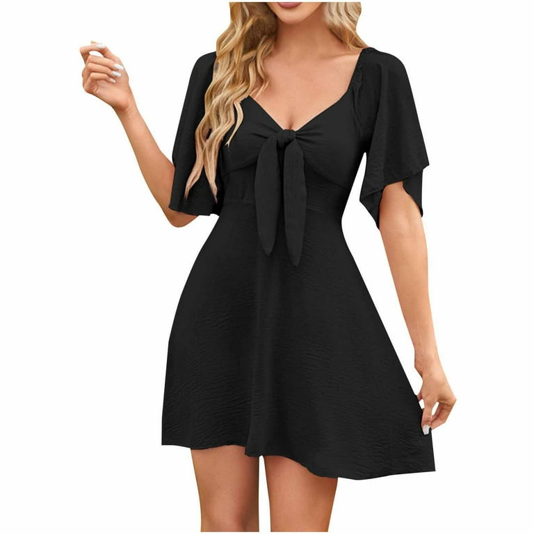 blue dress for baby girl Jezika Tied Shoulder Mini Dress Black