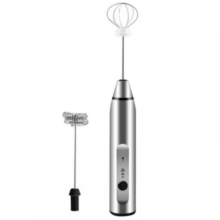 Milk Frother Mixer Whisk Electric Egg Beater Coffee Foamer Kitchen Silver  Mini 