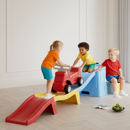 Up & Down Roller Coaster Kids Ride On Toy,Toddler Push Car with Assembled Race Track&Storage Base Box,Indoor Outdoor Fun Playset for Toddlers