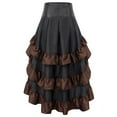 thumbnail image 4 of Elainilye Fashion Women's Skirts Medieval Ruffles Punk Gothic Splicing Irregular Ankle-Length Cupcake Skirt Plus Size Skirts,Brown, 4 of 4