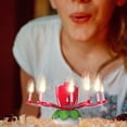 thumbnail image 2 of Birthday Cake Flower Candles with Happy Birthday Music Rotating Setup - Red, 2 of 8
