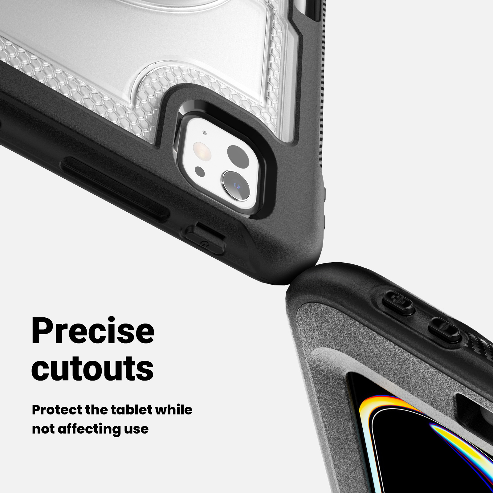 ELEHOLD Case for Apple iPad Pro 11 2024,Soft TPU Rugged Durable Case with 360° Rotating Hand Strap & Foldable Hidden Stand & Pencil Holder,Clear