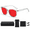 Gray&Red, variant on Blue Light Glasses | Red Lens Gaming Glasses | Black Temple, 1 Pair