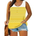 thumbnail image 4 of Jalioing Tank Tops for Women Plus Size Striped Print Scoop Neck Button Tees Oversized Summer Casual Sleeveless Shirts, 4 of 5