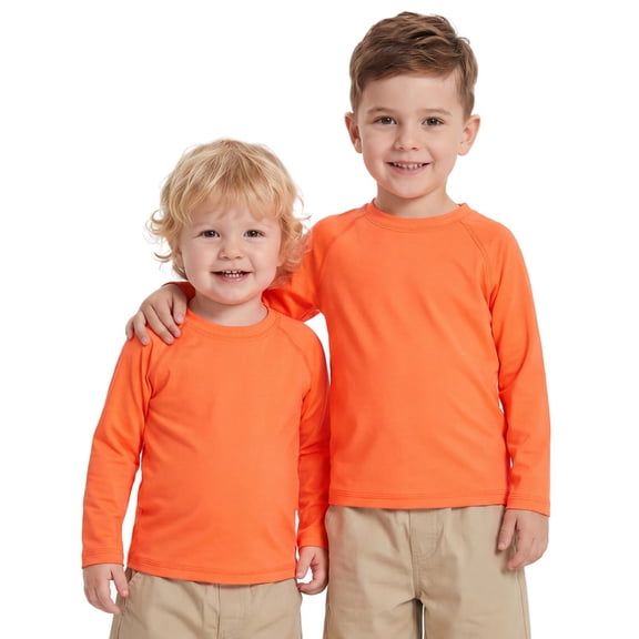 Cooraby Boys' UPF 50 Long-Sleeve Rash Guard Athletic Swim Neon Shirt Kids Sun Protection Swimwear Toddler Boys' Swim Shirt