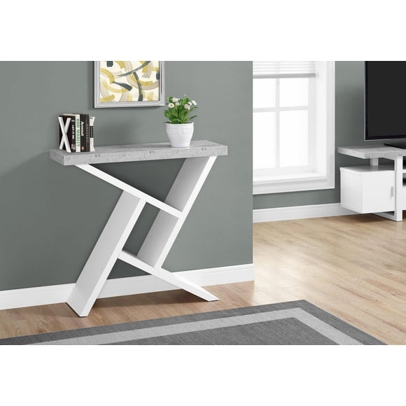 Monarch Specialties Table D'appoint, Console, Entrée, Étroit, Sofa, Salon, Chambre À Coucher, Stratifié, Gris, Blanc, Contemporain, Moderne
