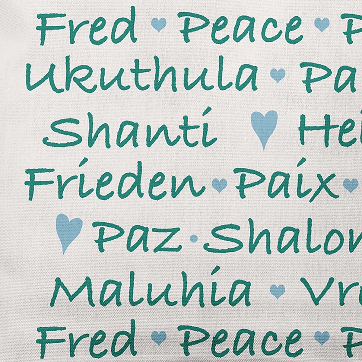 Simply Daisy Mint Colored Words of Peace Christmas Soft Spun Polyester Indoor/Outdoor Throw Pillow, 14" x 20"