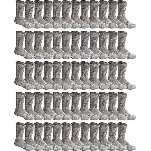 Yacht & Smith 60 Pair Pack Bulk Merino Wool Thermal Boot Socks, Cold Resistant Camping Socks (60 PAIR MENS)