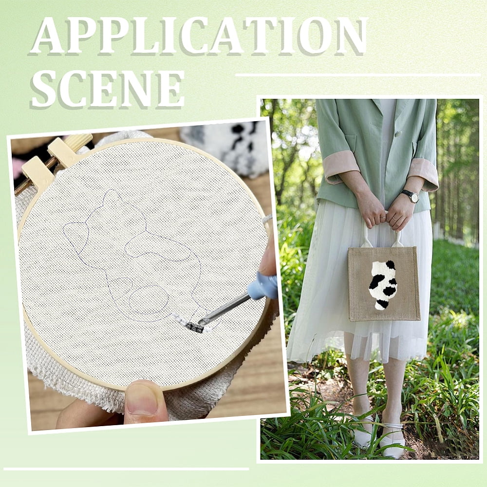 DIY Coaster Punch Needle Embroidery Starter Kits for Beginners Included Embroidery Hoops & Thread Non-woven Fabric Cat Shape 260x260x0.8mm