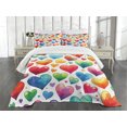 thumbnail image 2 of Ambesonne Colorful Quilted Bedspread Set 3 Pcs, Retro Groove Hearts 90s, Queen Size, White Multicolor, 2 of 4