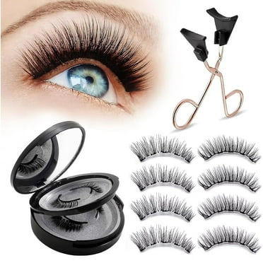 Eyelashes, 3D Natural Look Dual Lashes Kit with Applicator, Eyelashes without Eyeliner, Reusable & Waterproof False Eyelashes, No Glue, Easy to Wear