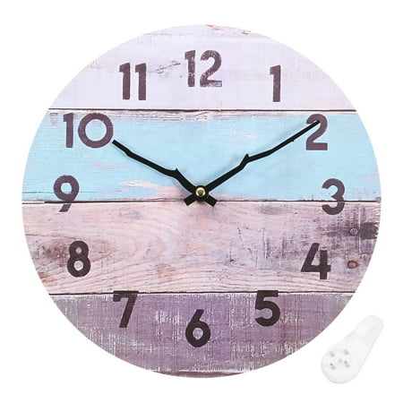 Uxcell 12 Wooden Arabic Numerals Vintage Wall Clock, Style l & Gray Blue Brown