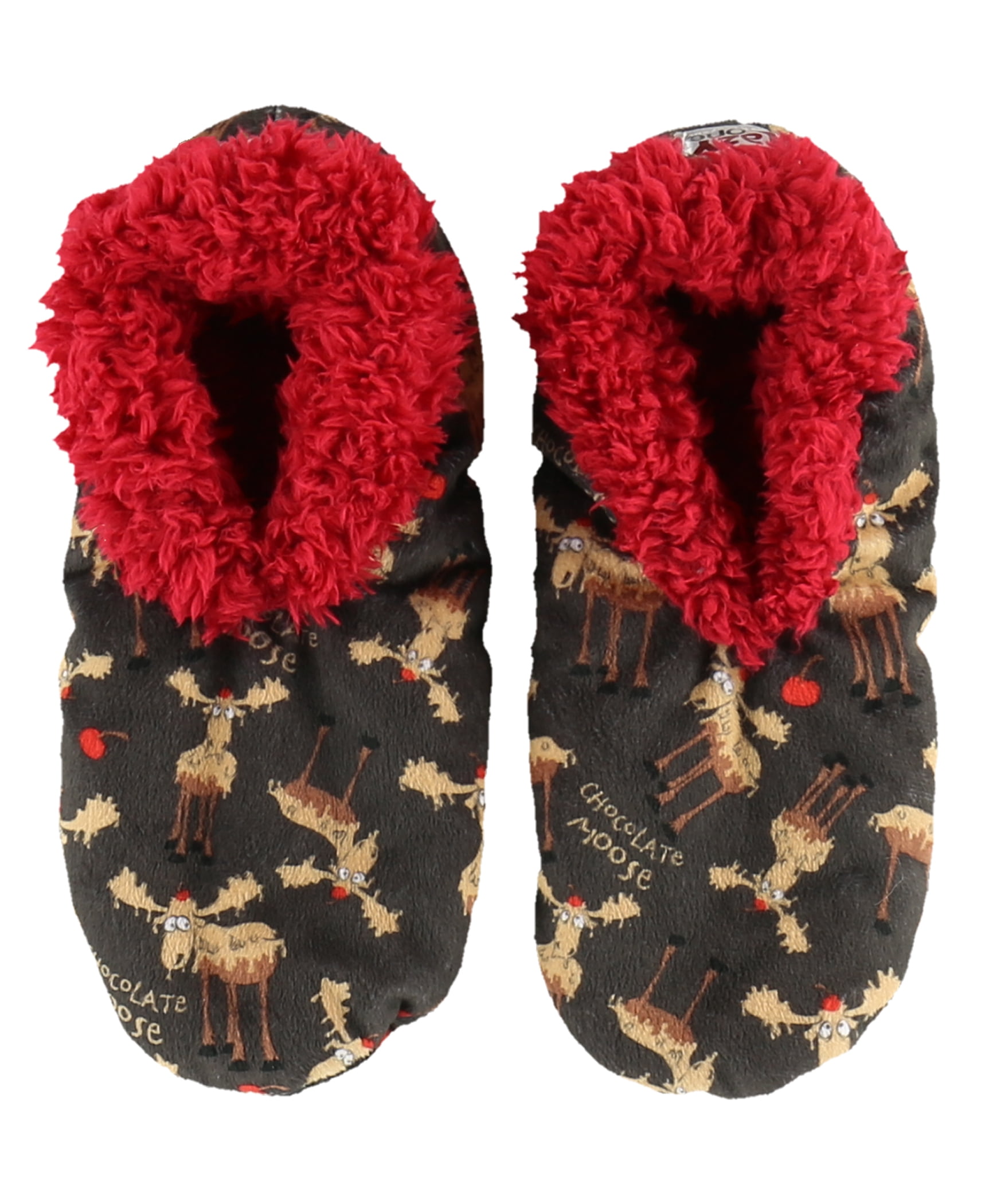 SO COMFY!!!! 4/6 LazyOne Fuzzy Feet Classic Red Moose Slippers Size S/M 