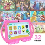 Kids Tablet, 7 inch Android Tablet for Kids, 4GB RAM 32GB ROM 1TB Expand, Toddler Tablet with Parental Control, IPS Screen, Dual Camera, Educational, Games, Shockproof Case for Boys/Girls (Pink)