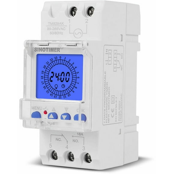 24 Hours Digital LCD Display Electronic Clock 85-265V Din Rail Mount Intelligent Programmable Analog Timer Switch with 15 Minutes Interval