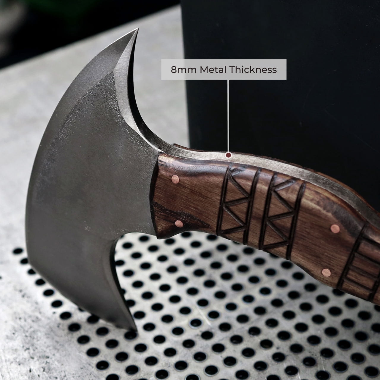 Engraved Camping Axe "Nanook" w/ Leather sheath, Camp Hatchet 13.77"