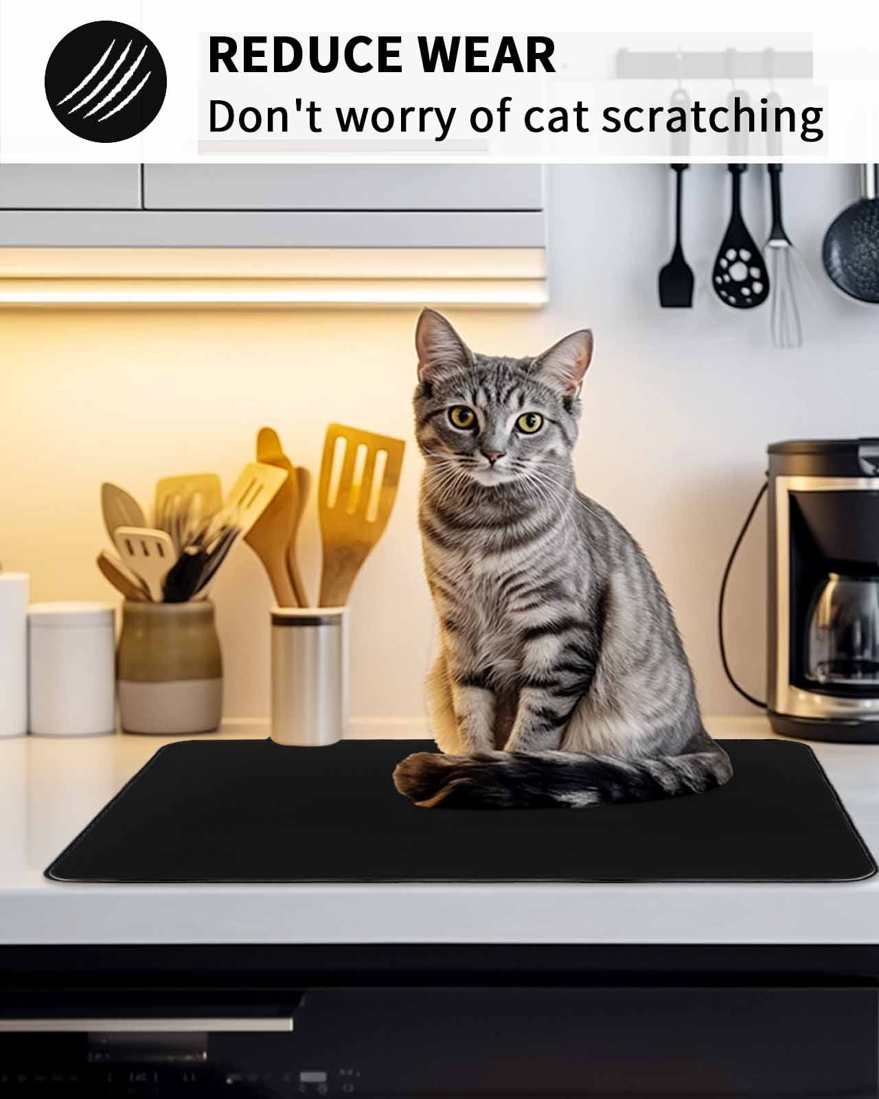 Stove Top Covers for Electric Stove, Black Glass Stovetop Cover Protector, Pure Black Induction Cooktop Protector Oven Mat for Kitchen Countertop 24"x21"