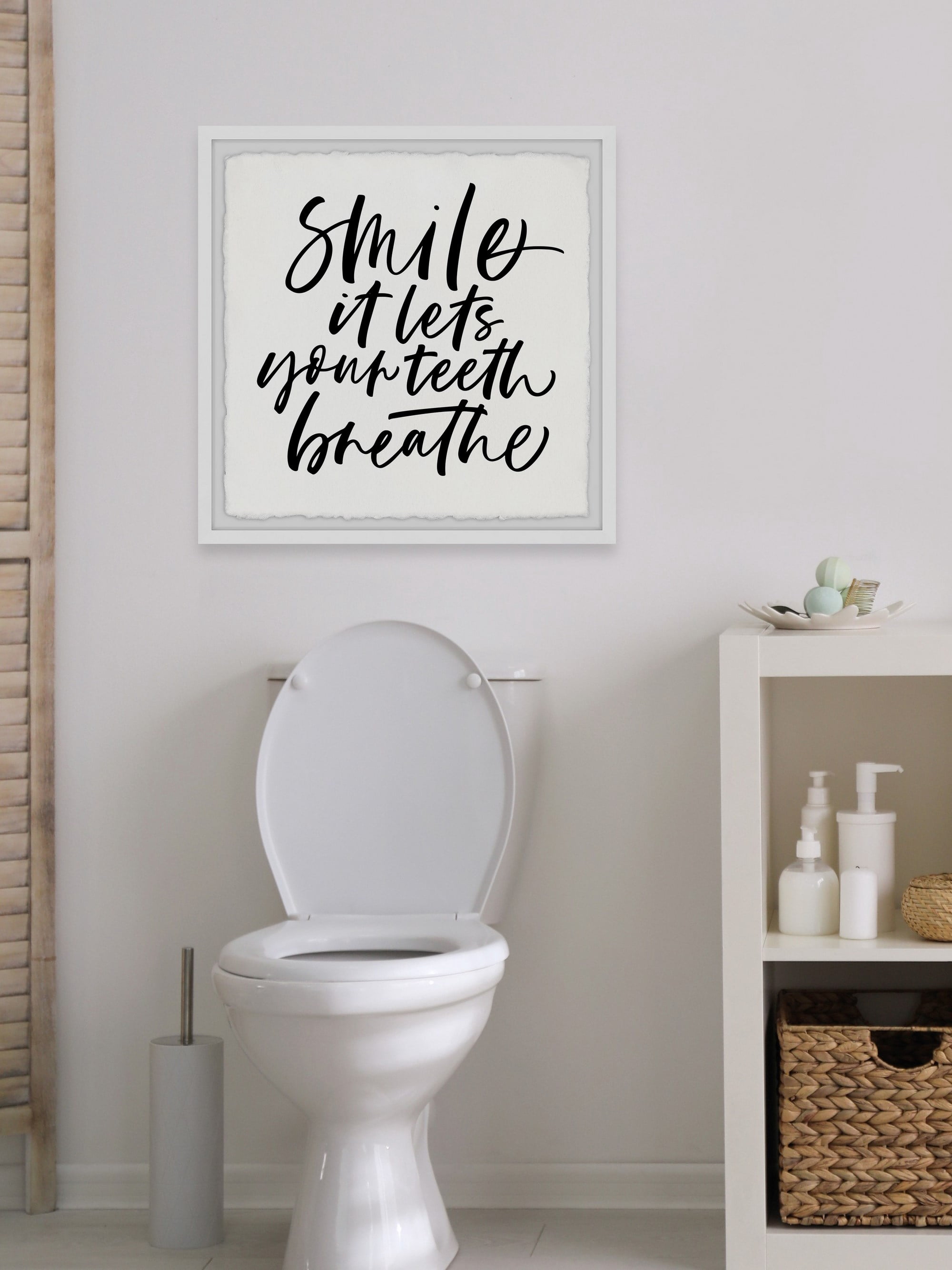 Marmont Hill Smile and Breathe Framed Wall Art, 32" x 32"