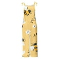 thumbnail image 4 of GSPCLAM Bee Print Overalls for Women Fall Loose Fitting Wide-Leg Jumpsuits with Pockets for Holiday Lightweight Pants Yellow M, 4 of 5