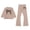 Khaki-160, variant on Girls' Bow Print Slightly Flared Pants Set Round Neck Long Sleeve Top Pants Two Piece Black 3 Y-4 Y